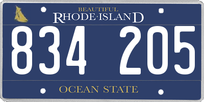 RI license plate 834205
