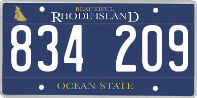 RI license plate 834209