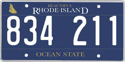 RI license plate 834211