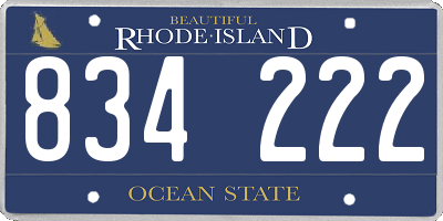 RI license plate 834222