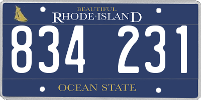 RI license plate 834231