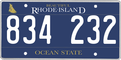 RI license plate 834232