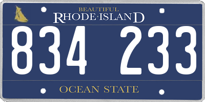 RI license plate 834233