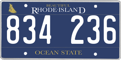 RI license plate 834236
