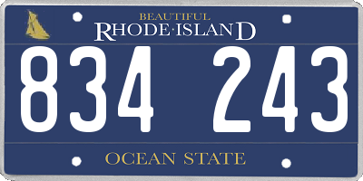 RI license plate 834243