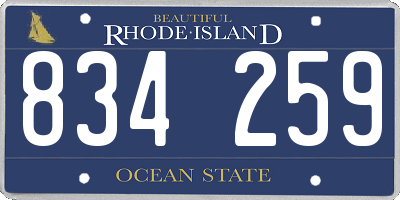 RI license plate 834259