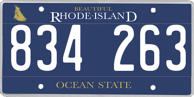 RI license plate 834263