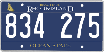 RI license plate 834275