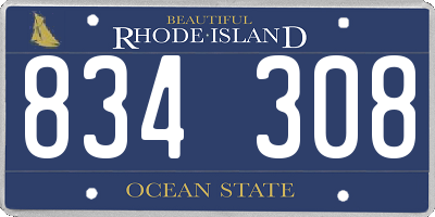RI license plate 834308