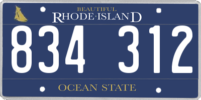 RI license plate 834312