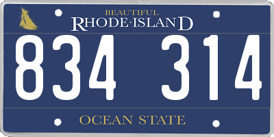 RI license plate 834314