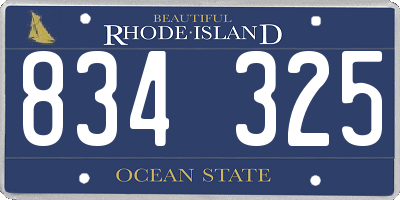 RI license plate 834325
