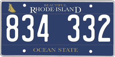RI license plate 834332