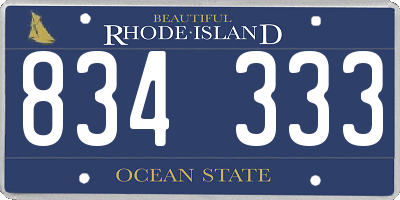 RI license plate 834333