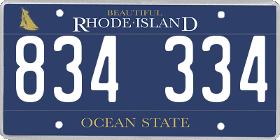 RI license plate 834334