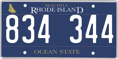 RI license plate 834344