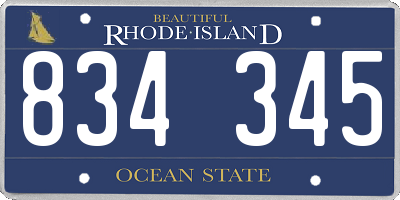 RI license plate 834345