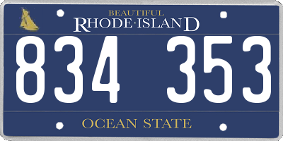 RI license plate 834353