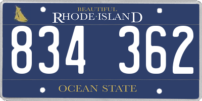 RI license plate 834362