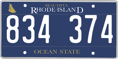 RI license plate 834374