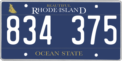 RI license plate 834375