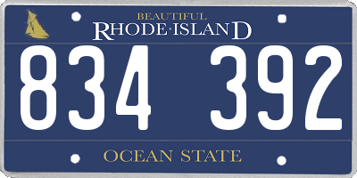 RI license plate 834392