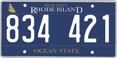 RI license plate 834421