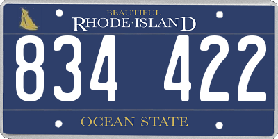 RI license plate 834422
