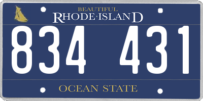 RI license plate 834431
