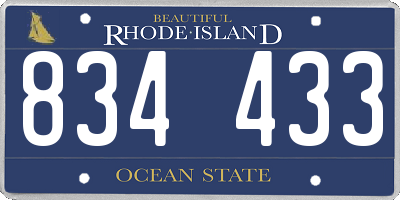 RI license plate 834433