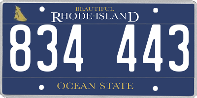 RI license plate 834443