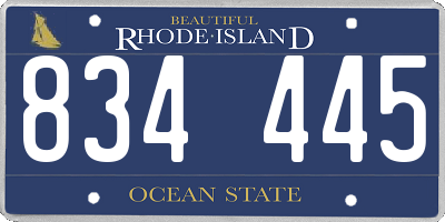 RI license plate 834445