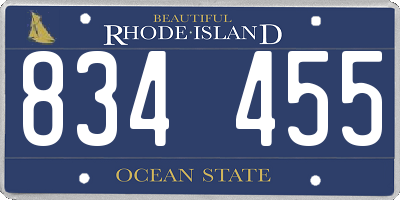 RI license plate 834455