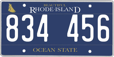 RI license plate 834456