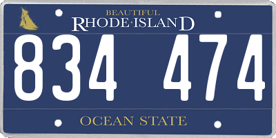 RI license plate 834474