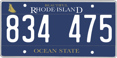 RI license plate 834475