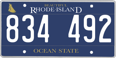 RI license plate 834492
