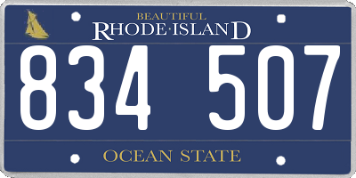 RI license plate 834507