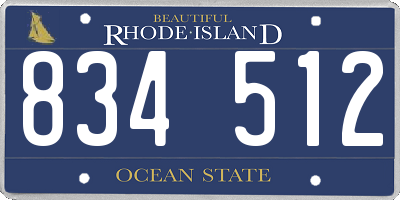 RI license plate 834512