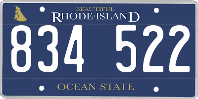 RI license plate 834522