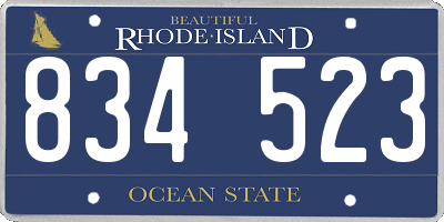 RI license plate 834523