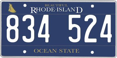 RI license plate 834524