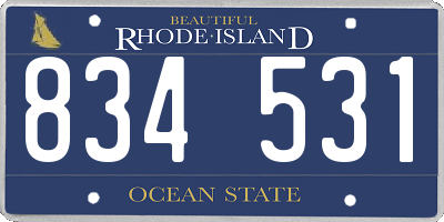 RI license plate 834531