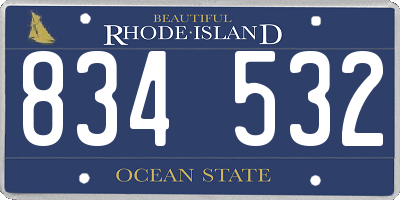 RI license plate 834532