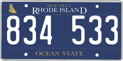 RI license plate 834533