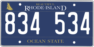 RI license plate 834534
