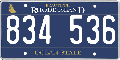 RI license plate 834536