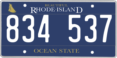 RI license plate 834537