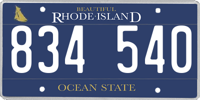 RI license plate 834540