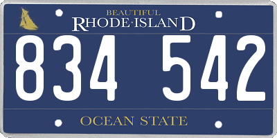 RI license plate 834542